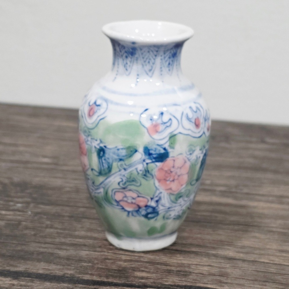 Santini Italy Style Mini Ceramic Vase‎ Floral Blue Pink Green Decorative Vintage - Picture 2 of 5